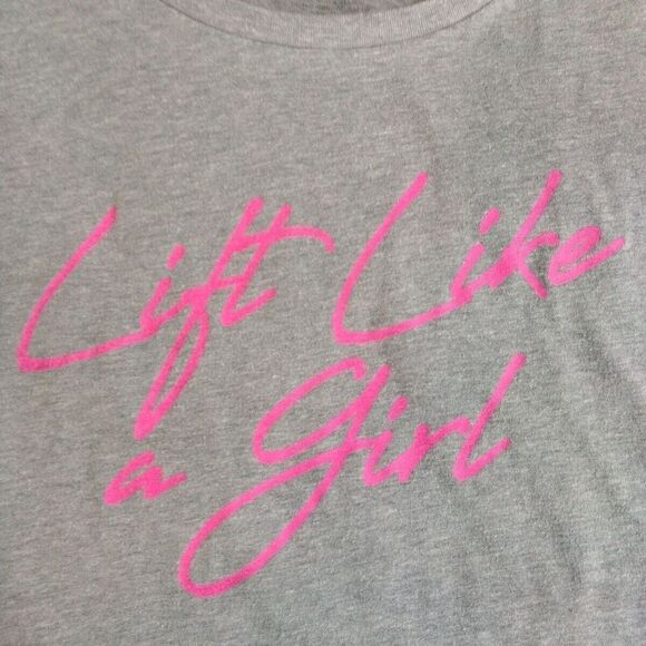 Zelos Lift Like A Girl Gray Short Sleeve Pull Over T-shirt Size Med Gym Workout - Picture 3 of 4
